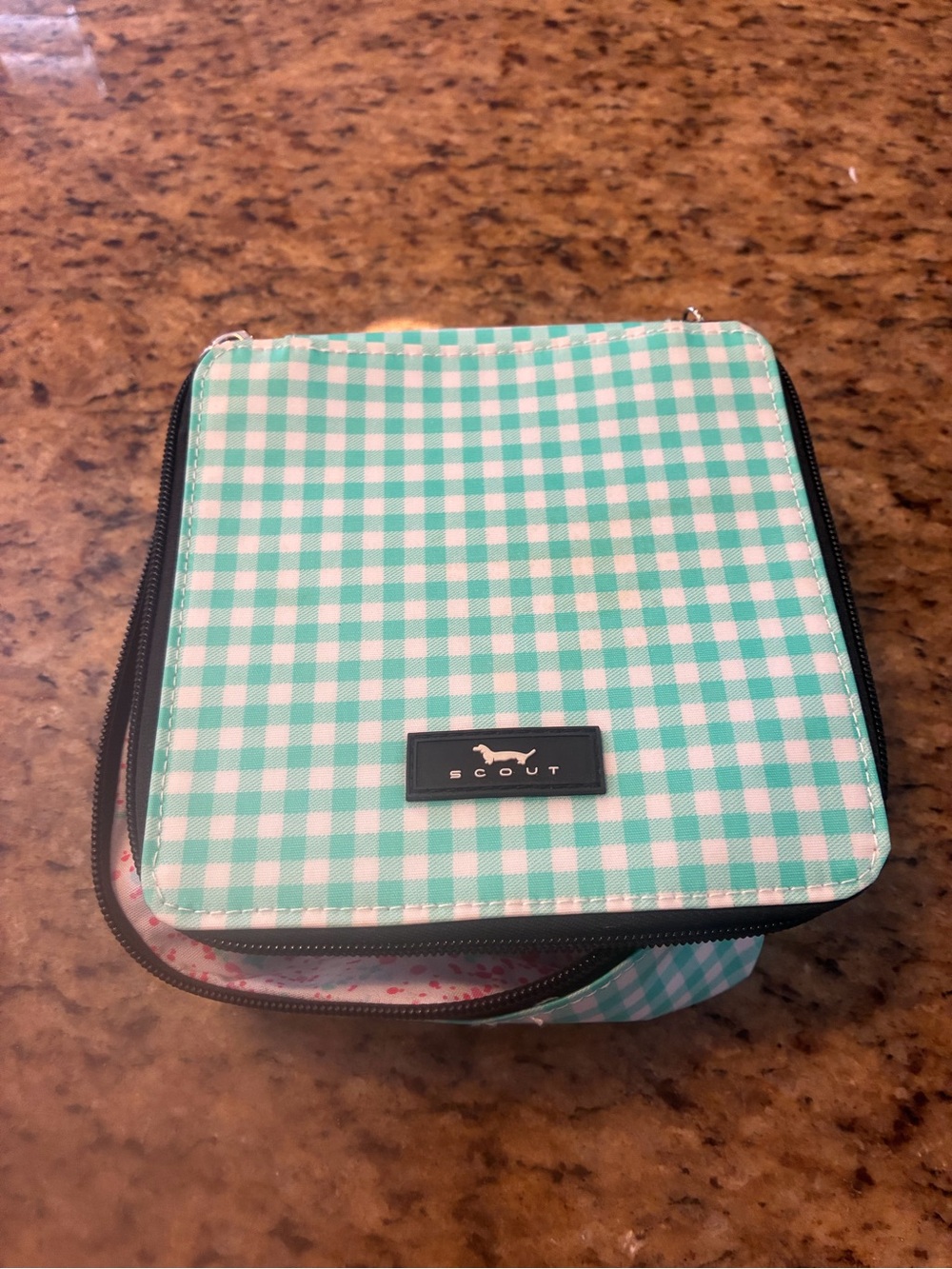 Scout Mint Gingham Travel Jewelry Case